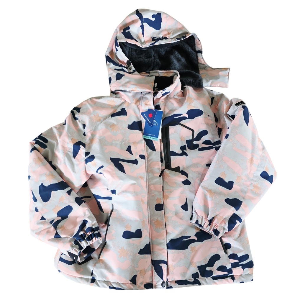 POOLULY XXL Women's Pink Camo Winter‎ Jacket Coat Hooded Urban Outdoor Wear NWT